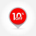 10% price off pointer or marker. Sale and discount tag icon. Vector illustration Royalty Free Stock Photo